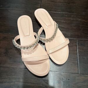 Tamara Mellon Pink Crystal Embellished Flats